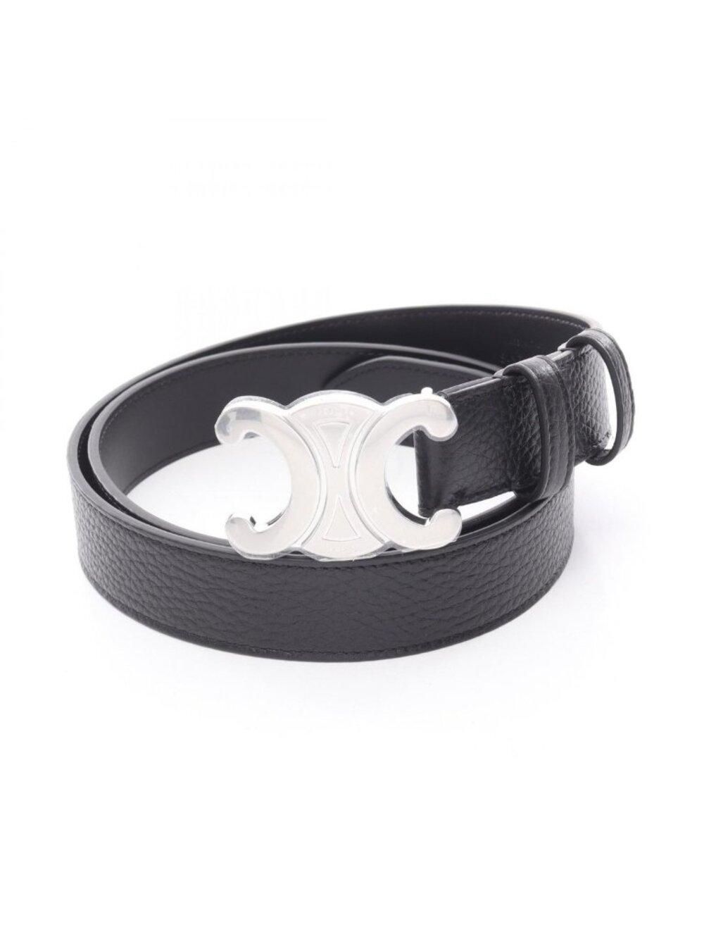 Celine Belt Triomphe Large Black Leather